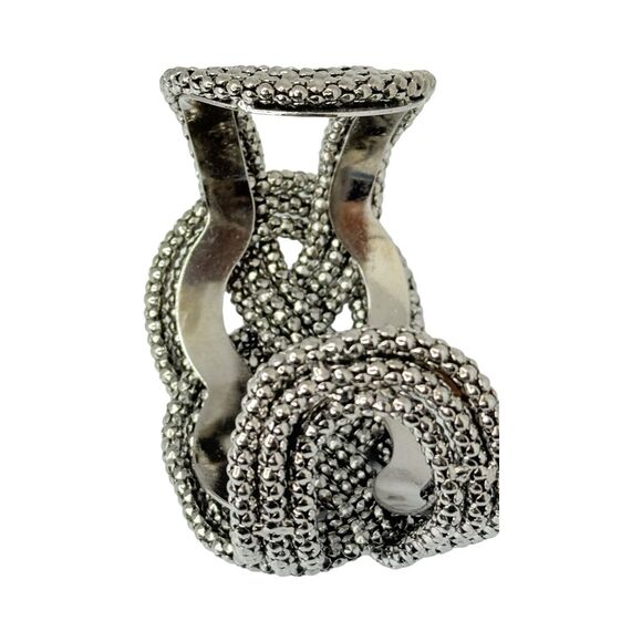 Gunmetal Wide Cuff Bracelet 7” Love Knot Ball Chain Gorpcore Braided Twist - Picture 6 of 10